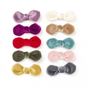 Cute Girl Corduroy Fabric Head Clips Creative Sweet Baby Headwear Solid Color Small Bowknot Hair Clip Hairpin