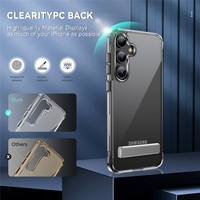 Étuis de téléphone portable en TPU PC avec béquille métallique pliable pour Samsung Galaxy S24 S23 Ultra Plus 22 S25 S26, étui transparent avec support