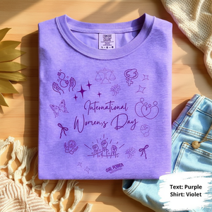T-shirt da donna Comfort Colors viola a maniche corte con scollo rotondo stampata Giornata Internazionale della Donna Feminista Girl Power Casual Primavera - Product Image 2