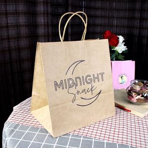 Wholesale Kraft <b>Paper</b> Bag Bread <b>Paper</b> <b>Packaging</b> Bag Fast Food Take Away Shopping Bag With Twisted Handle - Product Image 1