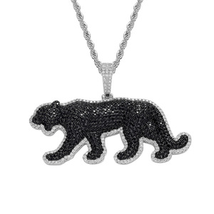 Collana Hip Hop con Ciondolo Animale, Leopardo Nero, Zirconi Micro-incastonati, Ciondoli Pantera in Oro e Argento, <span class=keywords><strong>Accessori</strong></span> Moda Uomo - Product Image 2