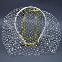 Voilette Cage à Oiseaux de Mariée avec Strass et Bandeau