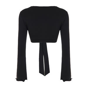 Women's Sexy Lace Trim V-<b>Neck</b> <b>Tie</b> Front Eco-Friendly Tee-Y2K Clubwear Bodycon Party <b>Top</b> Summer Festival Fashion - Product Image 6