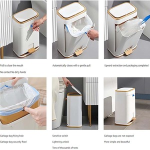 Cubo de basura estrecho con Pedal de paso dorado de 3 galones con tapa superior de prensa Cubo de basura de plástico a prueba de perros para cocina Cubo de almacenamiento de oficina - Product Image 6