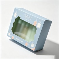 Confezione Regalo Blu per Skincare con Finestra Fustellata, Scatola Personalizzata con Chiusura a Incastro e Inserto, Confezione in Carta Rettangolare per Set Cosmetici e Skincare