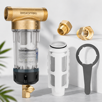 Prefiltro de Sedimentos Reutilizable de 40 Micras para Toda la Casa, Sin Electricidad, de Filtro Rotatorio, 4m/h, Malla SUS316L, 3/4 o 1 Pulgada, para Uso Doméstico