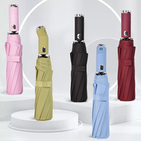 Parapluie publicitaire LED avec éclairage intégré, cadre surdimensionné à double nervure, ouverture automatique inversée, pliable et portable