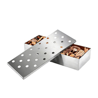 Boîte à fumée en acier inoxydable Pinnovo avec grille métallique pour barbecue au charbon de bois, barbecue en plein air et camping