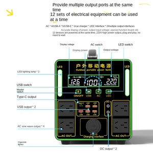 Fuente de alimentación móvil para exteriores de 220V, Puerto MPPT RV de gran capacidad para recorridos de autoconducción, cama de Camping, coche, refrigerador <span class=keywords><strong>en</strong></span> vivo, energía - Product Image 1