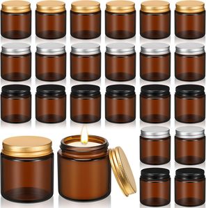 Frasco de vidrio marrón de 4oz (100ml) vacío para hacer velas con tapa metálica, resistente al calor, ecológico, contenedor a granel para Navidad - Product Image 2