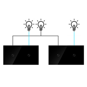 Interruptor Táctil de Doble Control Estándar Europeo Modelo 157, Panel de Vidrio Templado, Negro Blanco Puro, Control Doble Unidireccional - Product Image 1