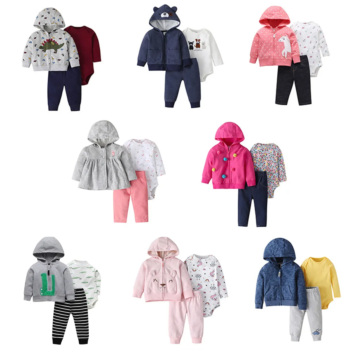 Divers 3pcs Hoodie Set Infantile Bébé Garçon Vêtements Ensemble