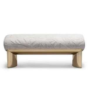 Sgabello per la casa di lusso leggero per il divano in pelle di design sgabello basso sgabello da letto in acciaio inossidabile