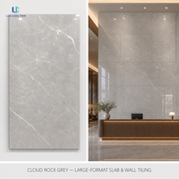 Dalle en porcelaine sinterisée Luca, aspect marbre gris |   Carrelage Poli Gris Clair Blanc à Veines Fines 1200x1800mm 9mm pour Sol et Mur, Taille Personnalisée