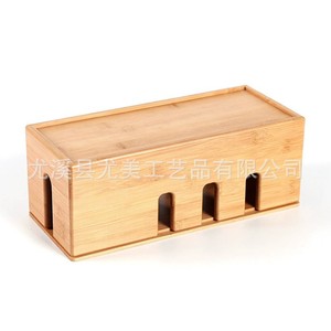 Organizador de cables de bambú, soporte para cable de alimentación de router, cubierta para regleta de enchufes, soporte para cable de datos, soporte para decodificador, organizador de escritorio. - Product Image 3