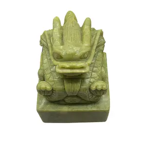 Customize Name Handmade antique Imperial jade seal Chinese Dragon jade Carving Sculpture seal