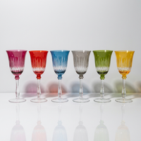 Verre à vin vintage coloré à nervures en cristal - Gobelet de luxe pour mariage, restaurant et décoration de fête à domicile