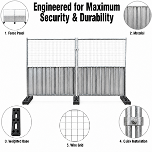Panneaux de clôture temporaire galvanisés, demi-maille, tôle ondulée, <span class=keywords><strong>anti</strong></span>-boue, barrière de protection pour chantier de construction - Product Image 2
