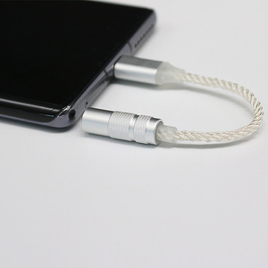 Cable adaptador de audio tipo C a 3,5 mm, trenzado, plateado, 13 cm, para accesorios de auriculares - Product Image 3