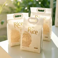 Sac d'emballage pour riz en nylon plastique recyclable, imprimé sur mesure, résistant à l'humidité, 2 kg, 5 kg, 10 kg, avec poignée en plastique