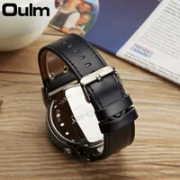 Jam Tangan Pria OULM HP9591A Desain Antik Unik Berkualitas Tinggi dengan Tali Kulit, Cocok untuk Bisnis dan Olahraga, Jam Quartz Relogio Masculino