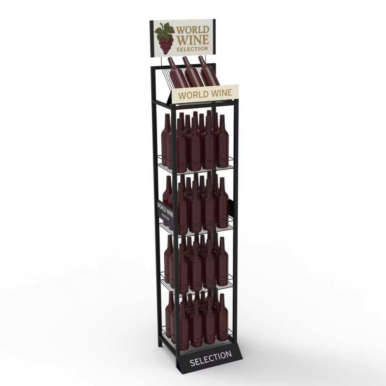 Customized Metal Wine Display Rack Multi Tier for Wine Retail Stores Easy Merchandising — view 1