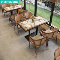 Mobilier de restaurant Ensemble de banquettes, table et chaises en cuir pour café hôtel Demi-cercle incurvé rond en marbre pour café