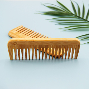 <span class=keywords><strong>Peigne</strong></span> à cheveux à dents larges en bambou naturel antistatique avec logo personnalisé pour usage domestique, style tendance, vente en gros - Product Image 2