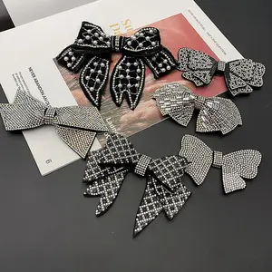 Diamond Butterfly Flocking Pearl Bowtie Clothing DIY Decoration Shoes Flower Jewelry Patches