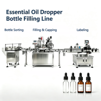 Ligne de production de remplissage, de bouchage et d'étiquetage de flacons compte-gouttes en verre pour sérum d'huile essentielle liquide à haute vitesse pour les cosmétiques et les soins de la peau