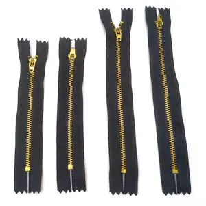 Closed Zipper Semi-Lock Close End Metal 7" Black Zipper 4.5# Fermeture Jeans Zip Brass Metal Zippers Zippers