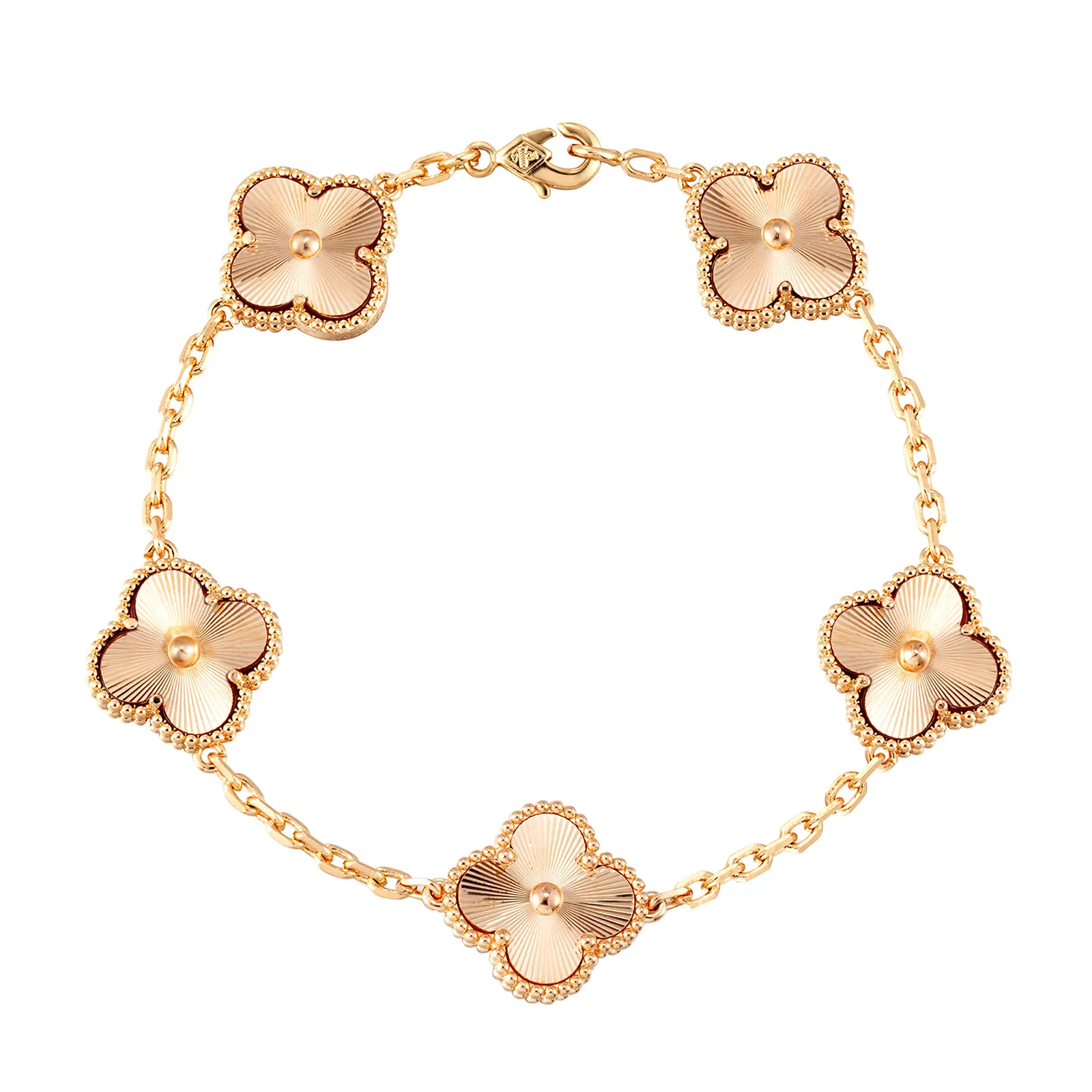 High Quality Delicate Four Leaf Clover Bracelet Luxury 18k Gold Plated Copper Jewelry Designer Bracelet