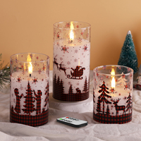 Ensemble cadeau de bougies de Noël en verre à la cire de paraffine pour la décoration de la maison de Mermei, bougies LED sans flamme de Noël