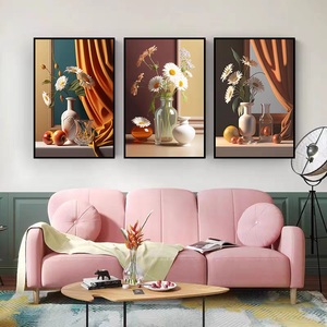 <span class=keywords><strong>Peinture</strong></span> murale sur toile en <span class=keywords><strong>triptyque</strong></span> de vases à <span class=keywords><strong>fleurs</strong></span>, décoration de salon de luxe, <span class=keywords><strong>peinture</strong></span> en porcelaine de cristal pour la maison, vente en gros - Product Image 6
