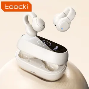 Toocki nouveau Design OWS Bluetooth écouteurs pince d'oreille portant des écouteurs sans fil avec des écouteurs à affichage numérique led