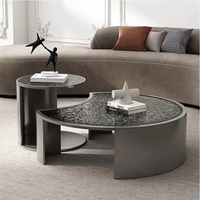 Table basse moderne italienne de luxe en verre trempé avec structure en acier inoxydable, table centrale Moon pour la maison, le hall d'hôtel, la réception
