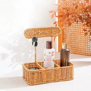 Portachiavi collana portaoggetti portagioie appesa a parete porta della cucina posteriore dormitorio balcone decorativo cesto di fiori in Rattan Iike
