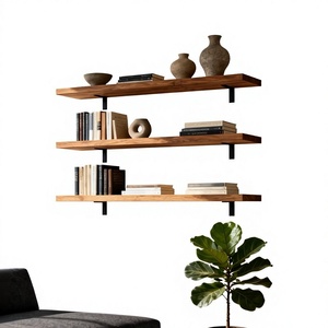 Solid Wood Wall Mounted Double Tier Storage <b>Rack</b> Customized Shape for Living Room-Modern Design Sustainable Durable Handmade - Product Image 2