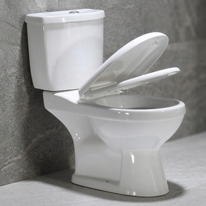 Armario de agua de dos piezas de cerámica de doble descarga-Inodoro Aqua Pan con asiento de cierre suave para baños modernos - Product Image 1