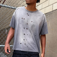 T-shirts en coton épais 100 % coton pour hommes, coupe ample, effet vieilli et délavé, style streetwear, marque Huili, fabricant