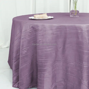 Nappe de table élégante violette pour fête de mariage, nappe ronde en <span class=keywords><strong>taffetas</strong></span> <span class=keywords><strong>violet</strong></span> froissé - Product Image 4