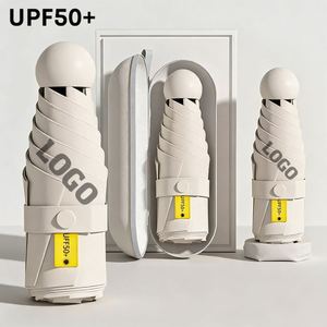 Parapluies de voyage UPF50+ en gros, pliables en 5 sections, pour extérieur, pluie et soleil, protection UV personnalisée, cadeau d'affaires, parapluies portables avec logo - Product Image 1