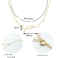Collier Ouj Personnalisé en Laiton Plaqué Or 14K 18K avec Zircon Cubique Bijou Lettre Arabe Amour Prénom pour Femme 26x8mm avec Chaîne 40+8cm