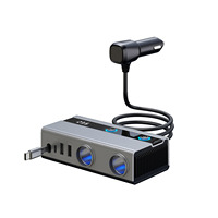 GXYKIT GC11 Cargador de Coche Dual de 3 Puertos, Adaptador Divisor para Encendedor, Carga Rápida QC PD65W, Monitoreo de Voltaje 12-24V, Trasero