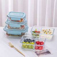 Hochwertige Borosilikatglas Bento-Box mit 3 Fächern und PP-Deckel, BPA-frei, Luftdicht, Auslaufsicher, Erhitzbar, Mikrowellengeeignet, Aufbewahrung