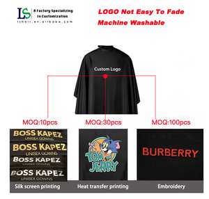 Conception personnalisée cheveux <span class=keywords><strong>de</strong></span> barbier rose vif serviettes en coton blanc noir imperméable <span class=keywords><strong>salon</strong></span> <span class=keywords><strong>de</strong></span> <span class=keywords><strong>coiffure</strong></span> cape <span class=keywords><strong>de</strong></span> coupe avec logo imprimé personnalisation - Product Image 4