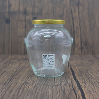 Pots de miel en verre transparent de 580ml avec bouchons en métal joint hermétique en verre pour le stockage des aliments de confiture de miel cru
