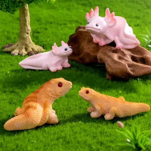 Реалистичная полимерная ящерица, хексакератопс, аксолотль, хамелеон, лягушка, фигурки миниатюрных животных, фигурки для ключей, детские игрушки