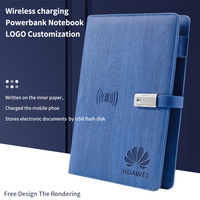 En gros personnalisé A5 bleu PU cahier en cuir avec arbre Texture agenda à feuilles mobiles pour personnel et banque de puissance U disque utilisation pour les cadeaux