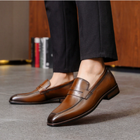 Mocassins pour hommes en cuir de vachette faits main, grande taille, à bout carré, à enfiler, chaussures habillées formelles, semelle en caoutchouc respirante, mocassins de conduite